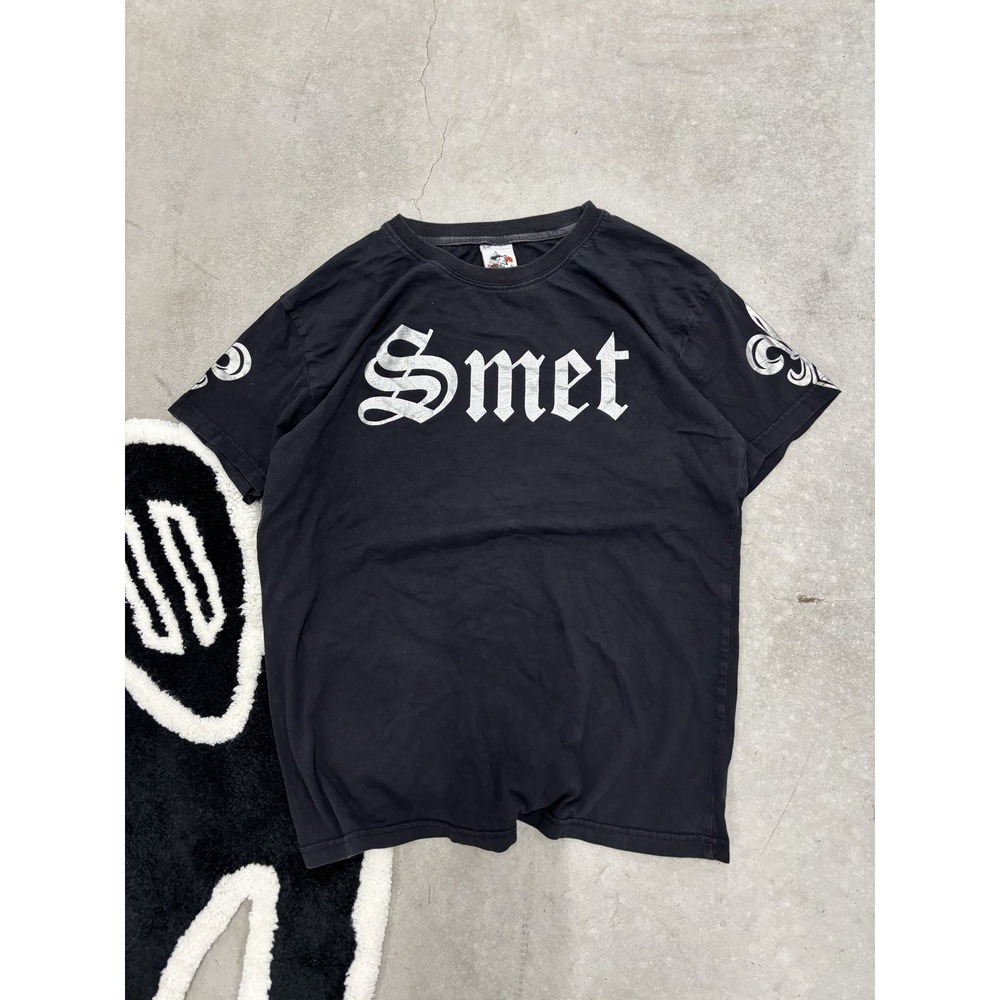 Smet Christian Audigier Born on the Street Black Foil T-Shirt Mens Medium Y2K